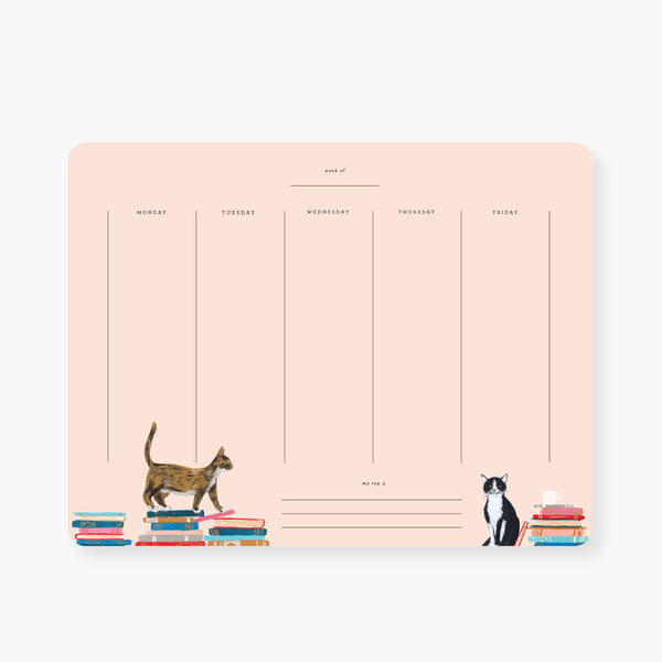 cats and stacks weekly calendar pad