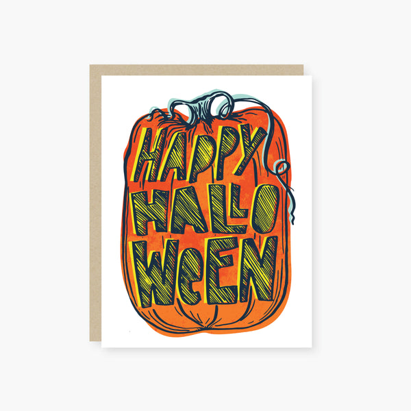 carved pumpkin halloween card