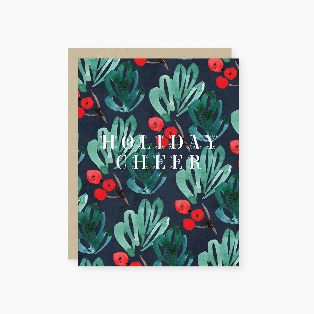 holiday cheer bright watercolors holiday card