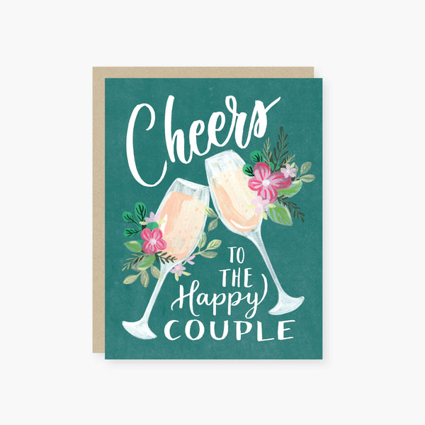 cheers to the happy couple wedding card