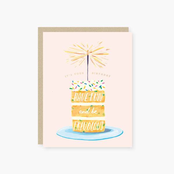 fun and frivolous sparkler cake Birthday Card