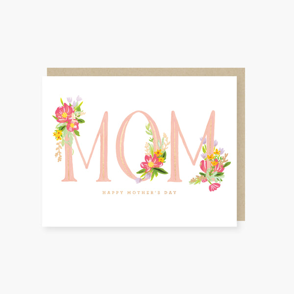 floral letters foil mother's day card
