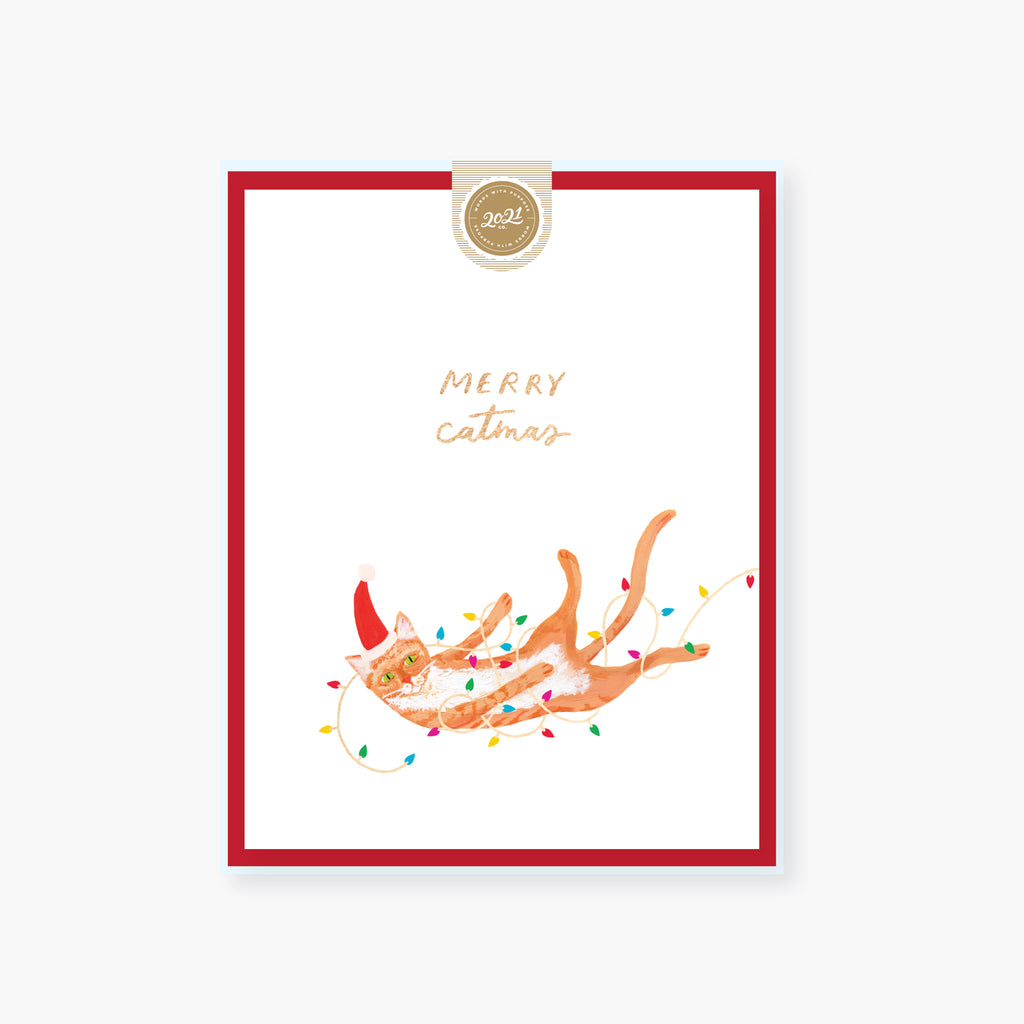 merry catmas foil holiday card