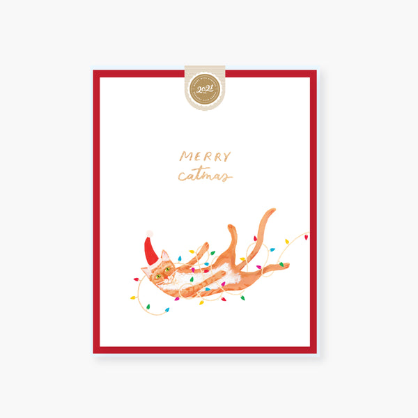merry catmas foil holiday card