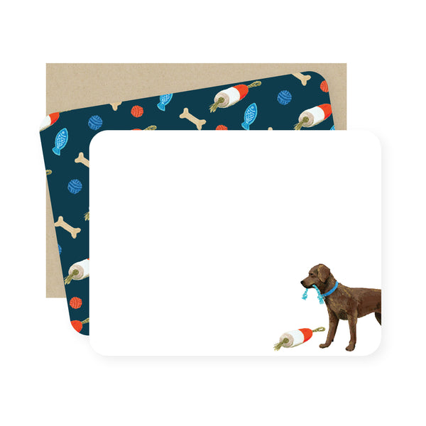 Chocolate Lab flat note card set