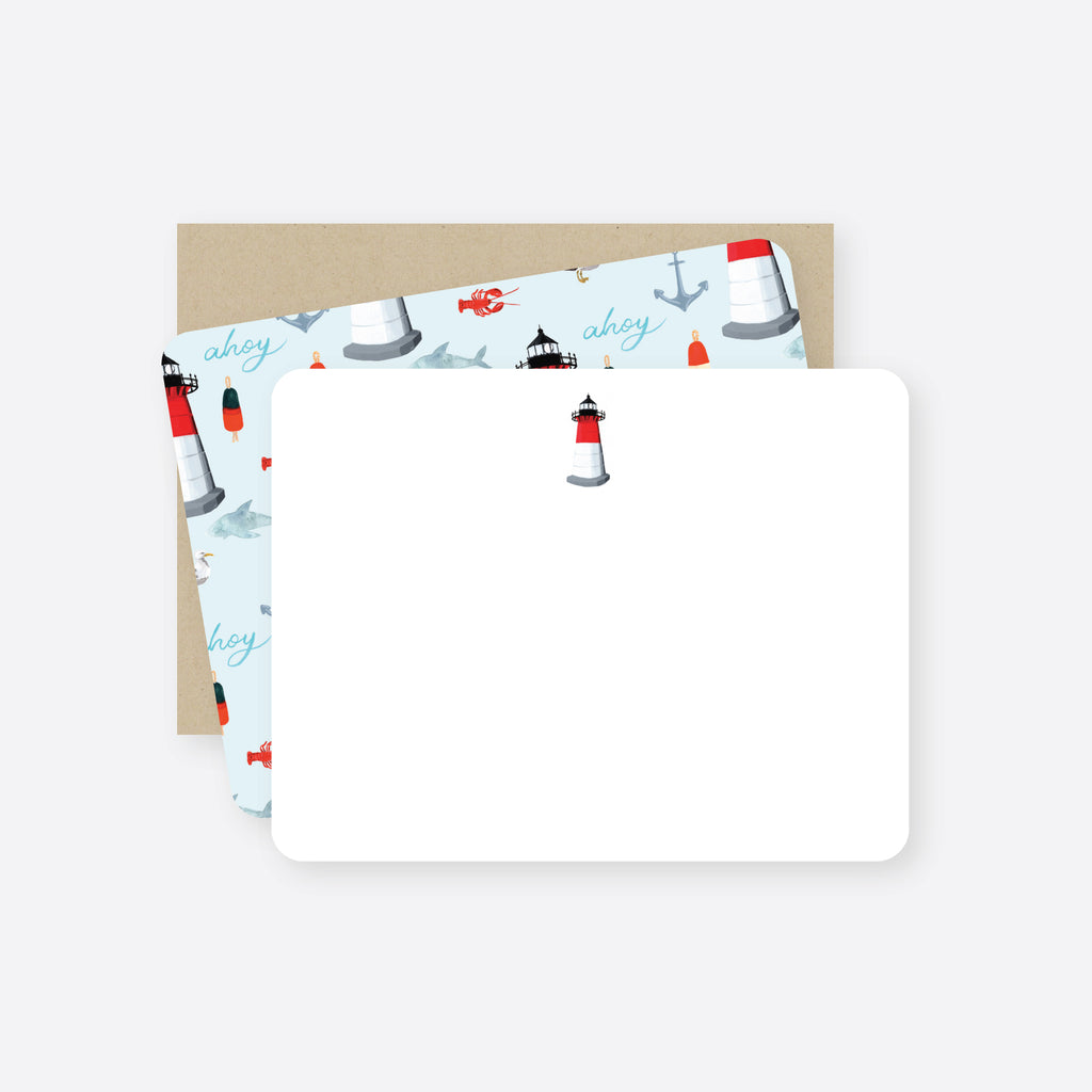 seaside sights flat notecard set