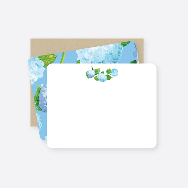 hydrangea blooms flat notecard set