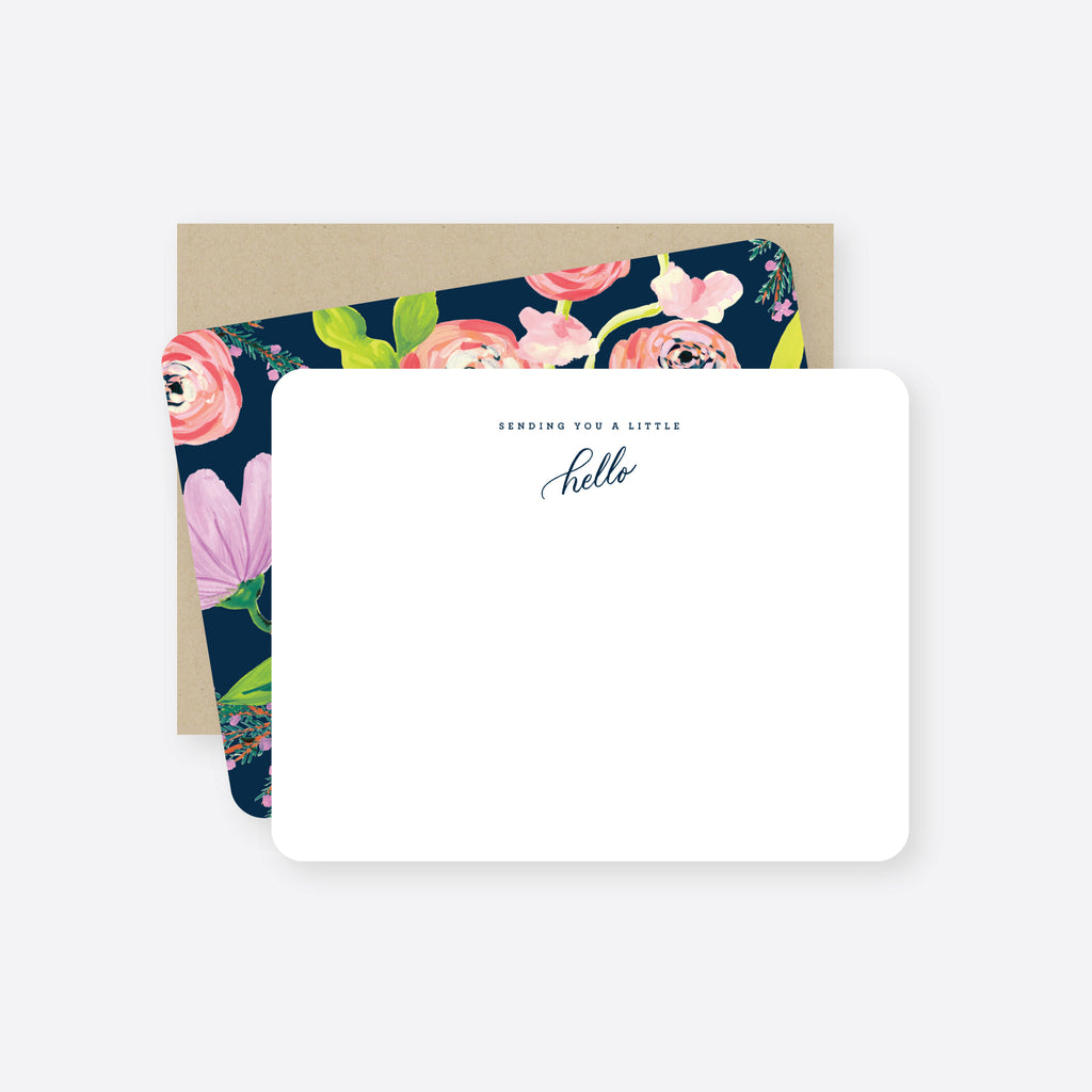 bright florals little hello flat note card set