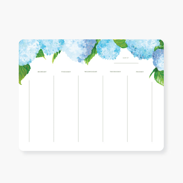 hydrangea  blooms weekly calendar pad
