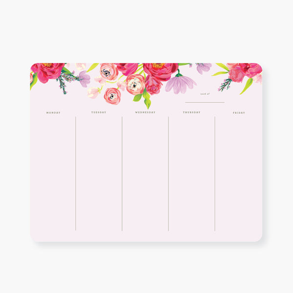 bright florals weekly calendar pad