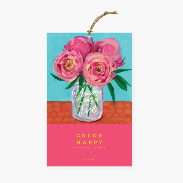 color happy floral 2025 wall calendar