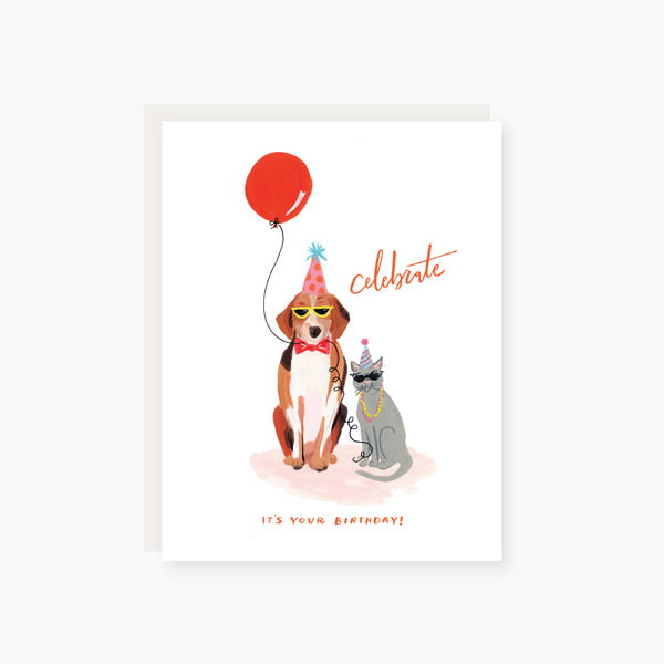 pets in shades birthday card