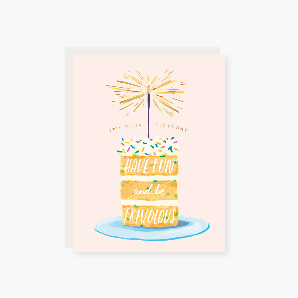 fun and frivolous sparkler cake Birthday Card