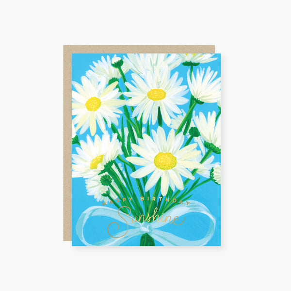 Happy Birthday Sunshine Daisy Bouquest Birthday Card