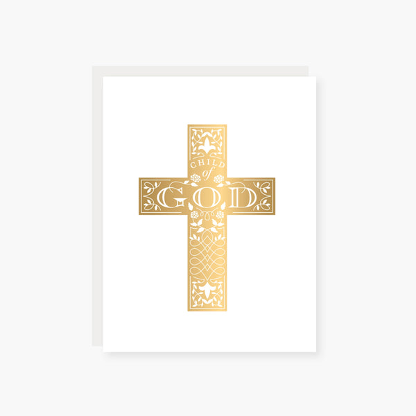 child of God foil cross religious card