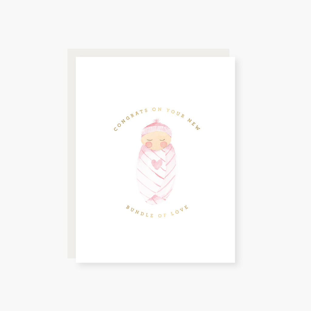 Bundle of Love Pink New Baby Card