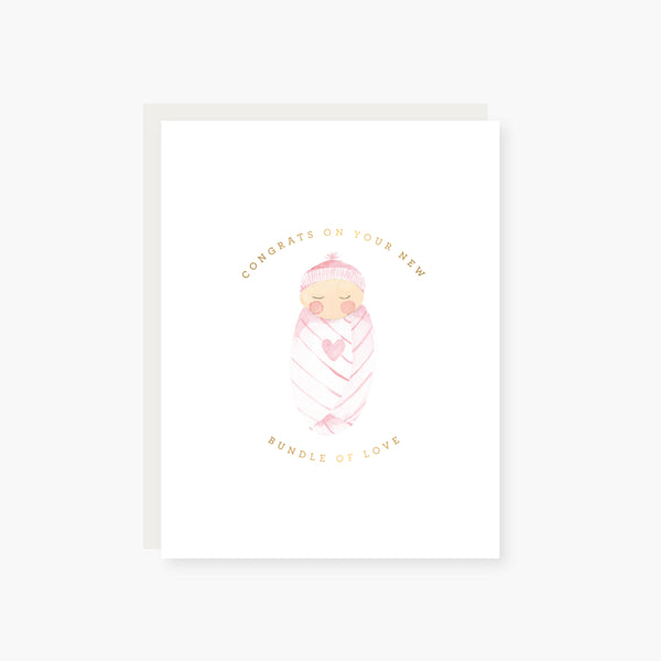 Bundle of Love Pink New Baby Card