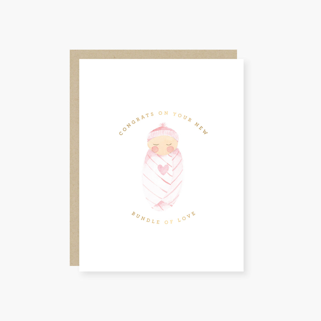 Bundle of Love Pink New Baby Card