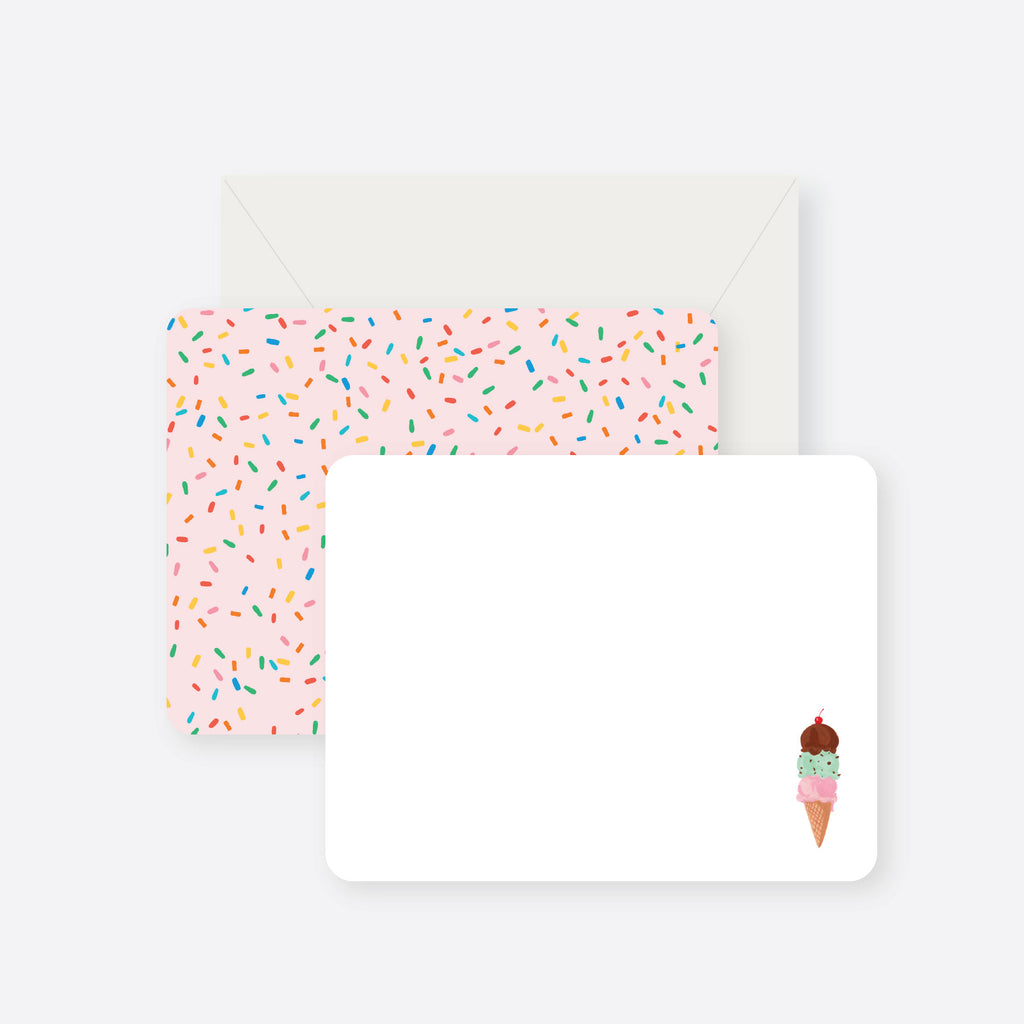 ice cream flat notecard set