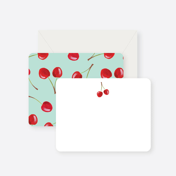 sweet cherries flat notecard set