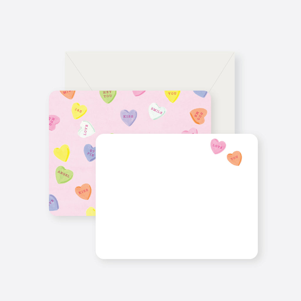 conversation hearts flat notecard set