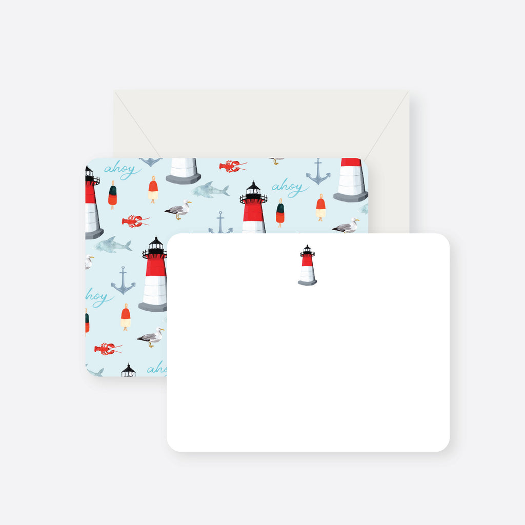 seaside sights flat notecard set