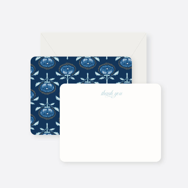 Brocade Floral Flat Note Card Set