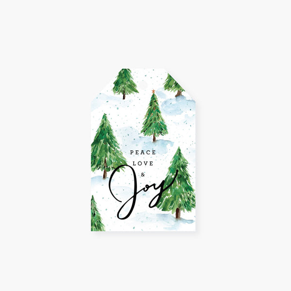 peace love & joy pines holiday gift tag set