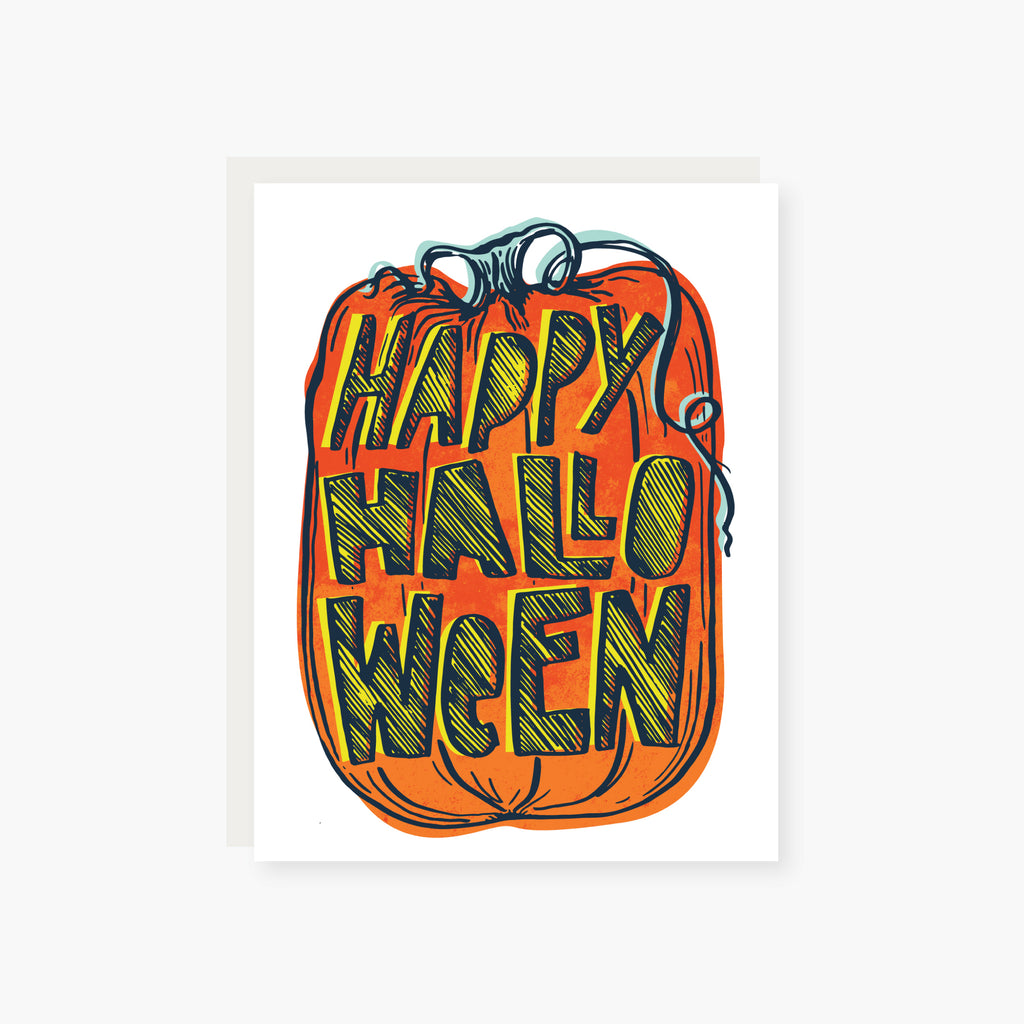 carved pumpkin halloween card