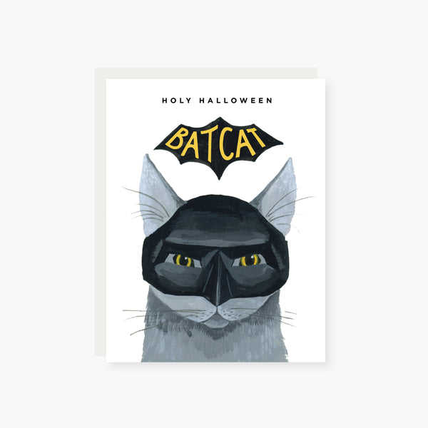Bat Cat Halloween Card
