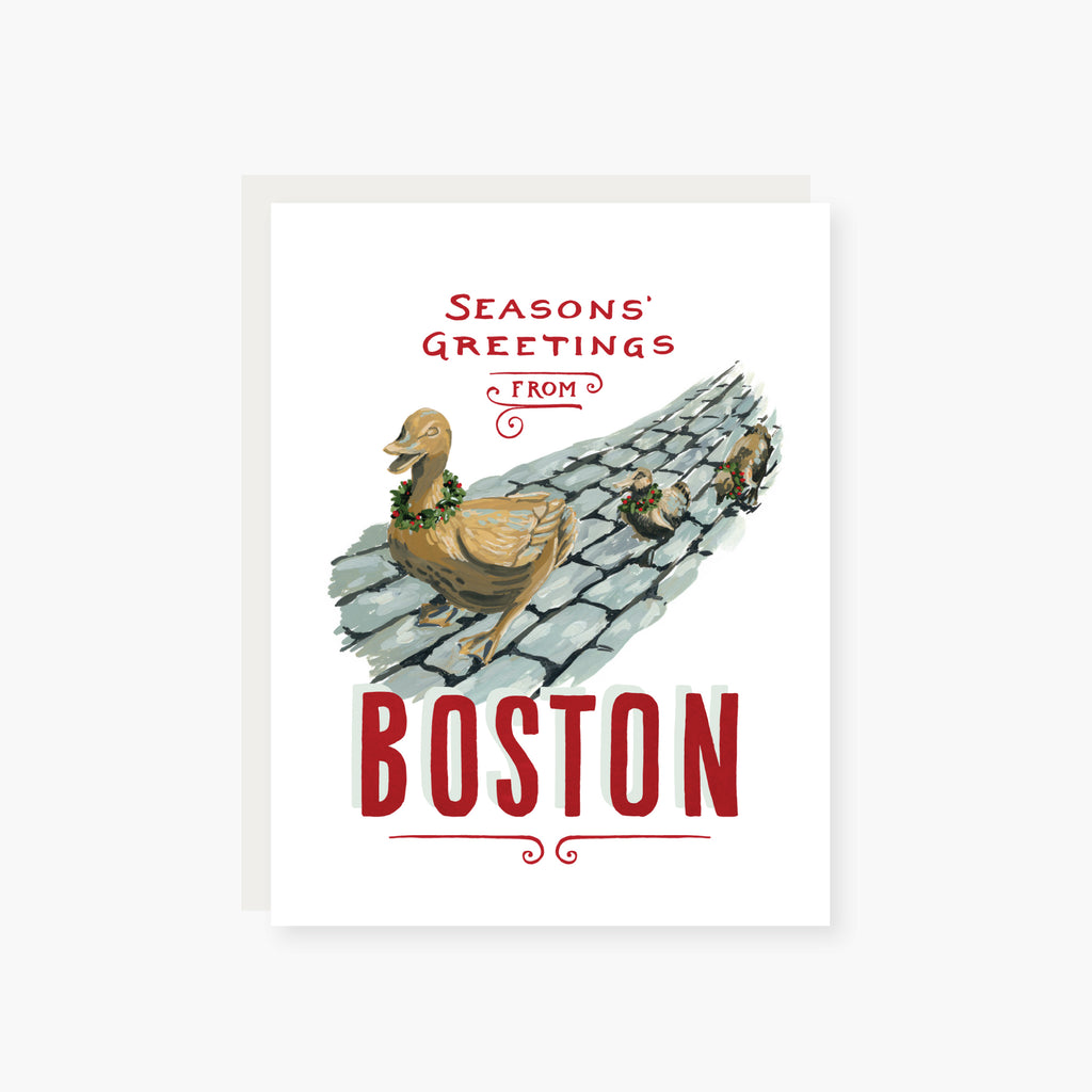 seasons greetings from the boston gardens ducks holiday card