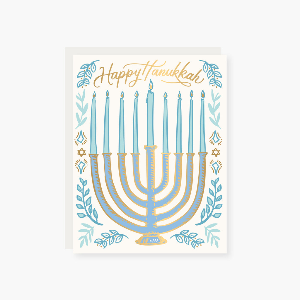 Folksy Menorah Hanukkah Card