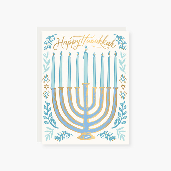 Folksy Menorah Hanukkah Card