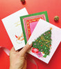bright christmas tree foil holiday card