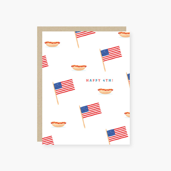 Happy 4th hotdog and flag 4th of July Card