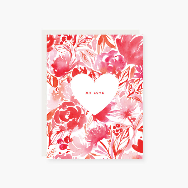 pink floral love you card