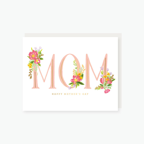 floral letters foil mother's day card