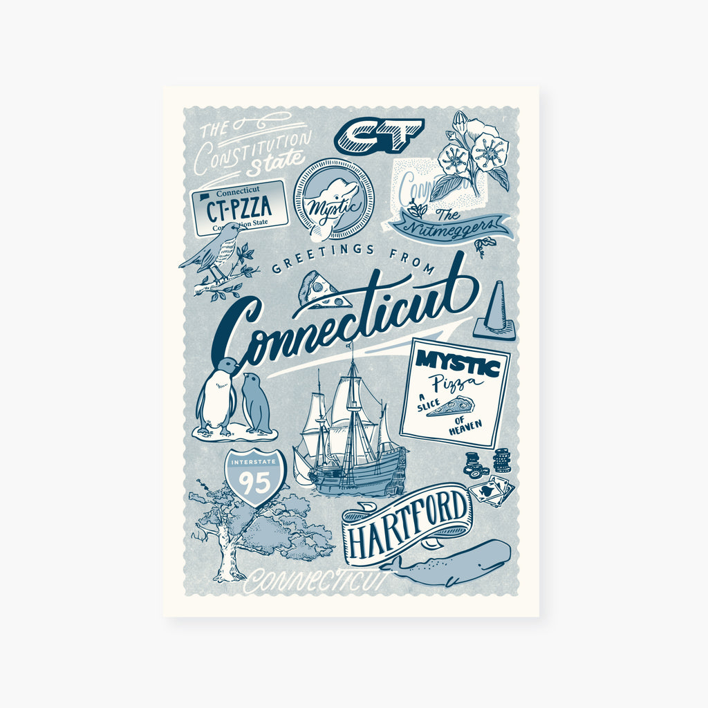 Connecticut Icons Postcard