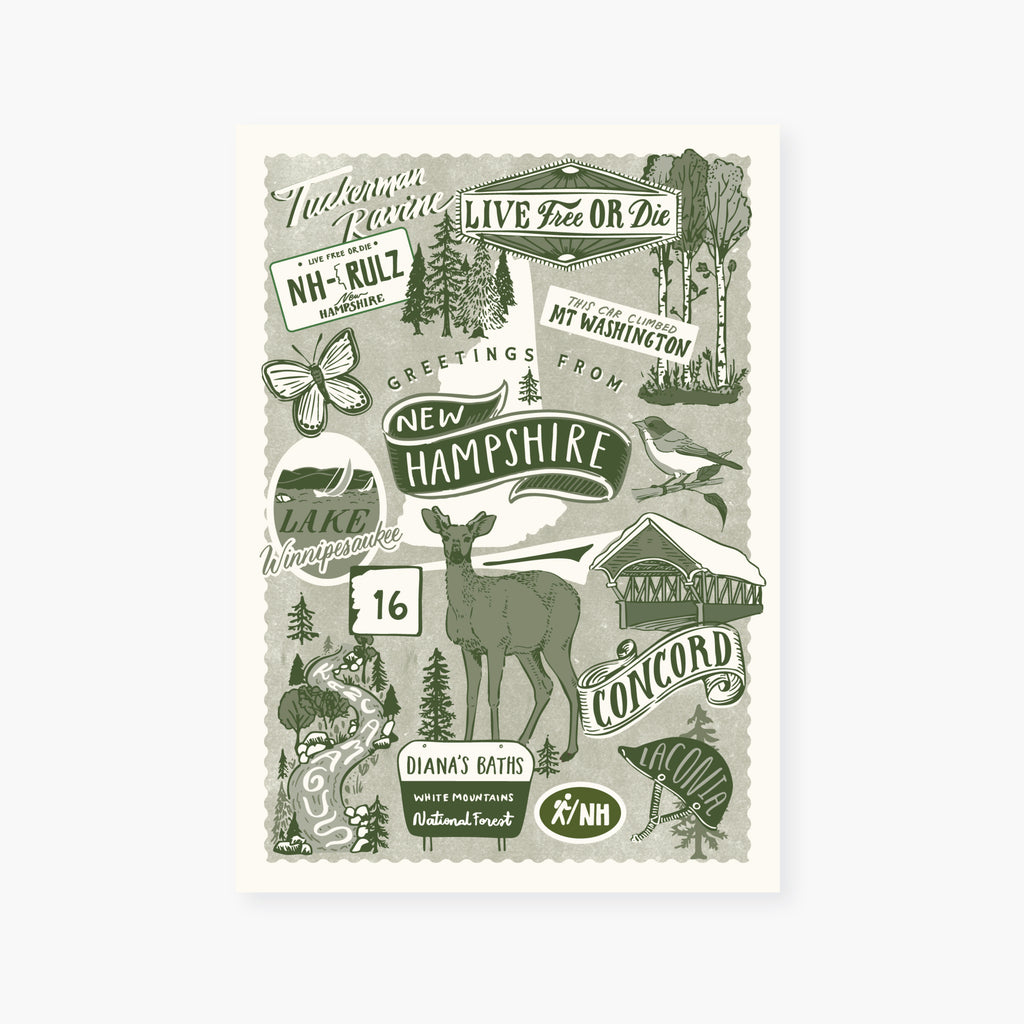 New Hampshire Icons Postcard