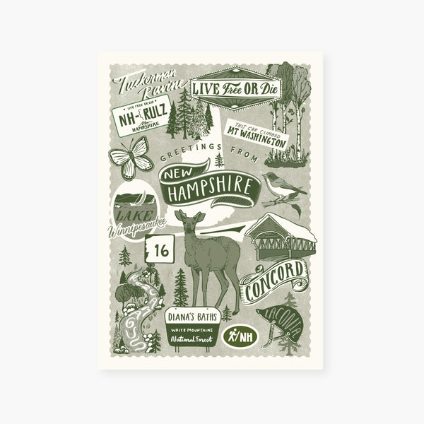 New Hampshire Icons Postcard