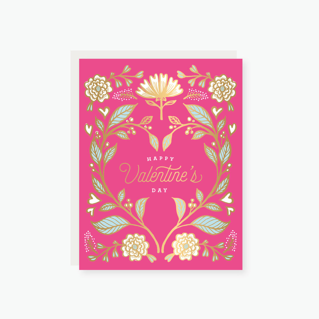 floral heart foil valentine's day card