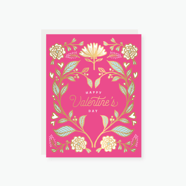 floral heart foil valentine's day card