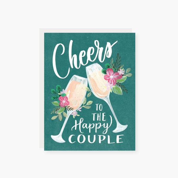 cheers to the happy couple wedding card