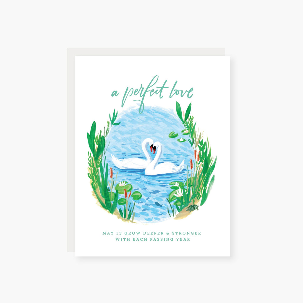 swans perfect love wedding anniversary card