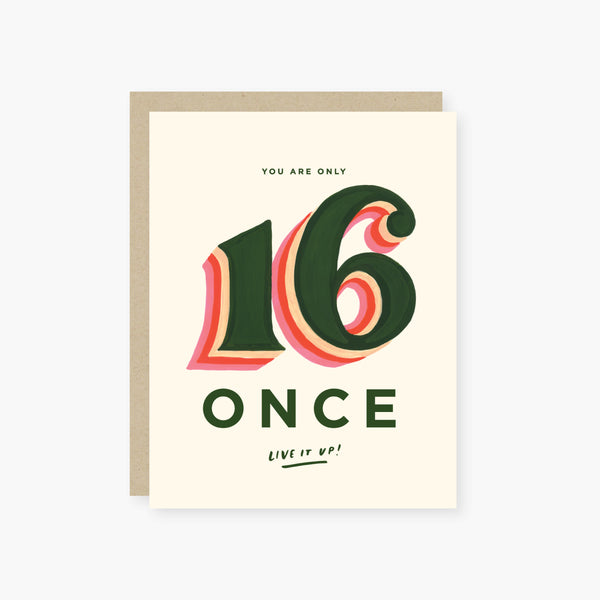 you are only 16 once birthday card