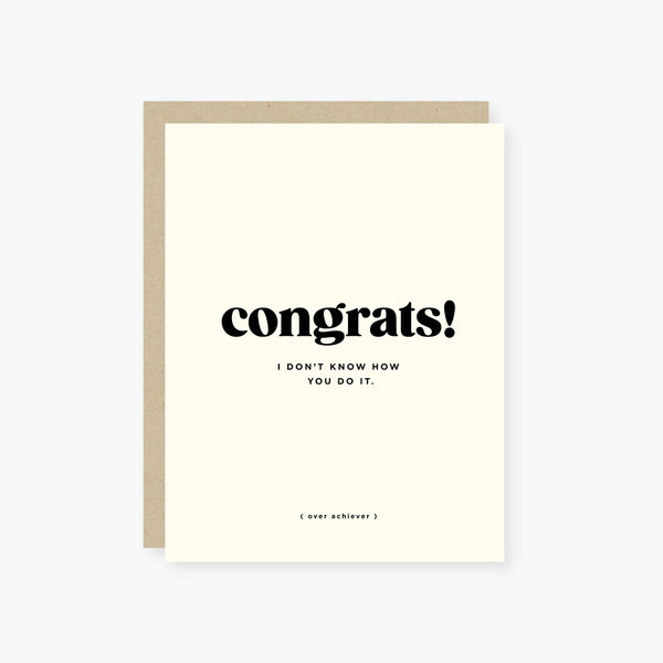 congrats over achiever congratulations card