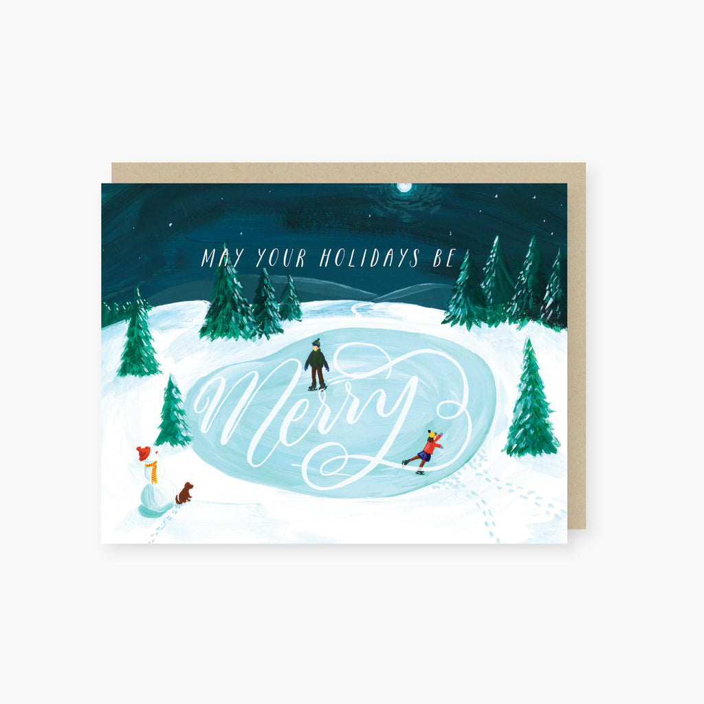 merry skating holiday card