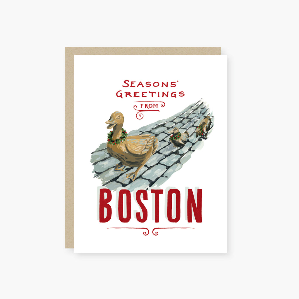 seasons greetings from the boston gardens ducks holiday card