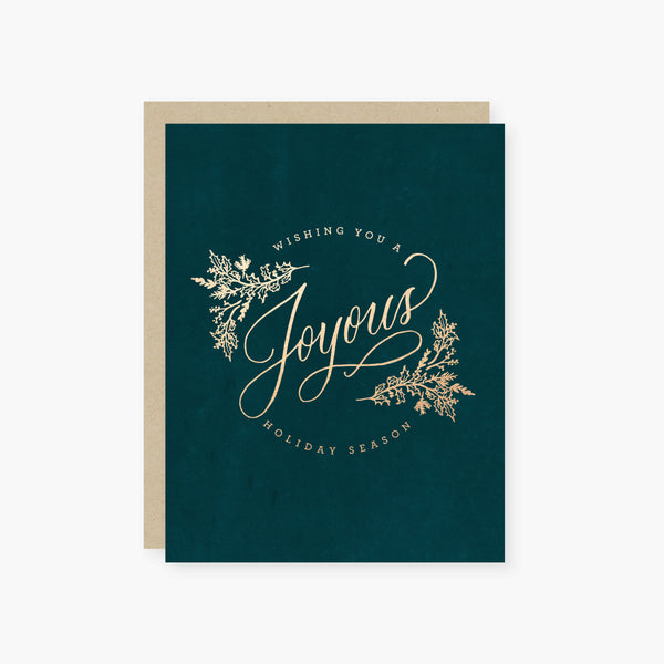 joyous holiday foil card