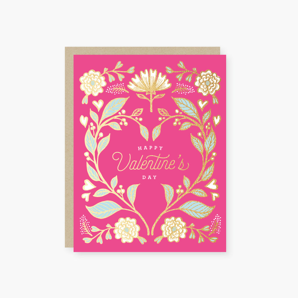 floral heart foil valentine's day card